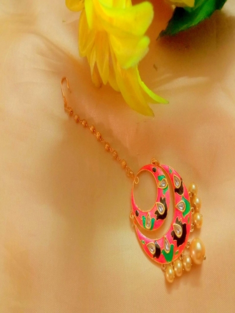 

Runjhun Gold-Plated Kundan Studded Maang Tikka