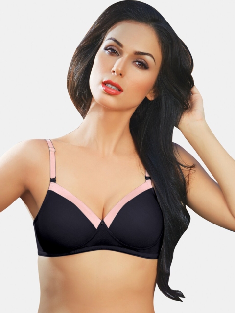 

Dazzle Black & Pink Lightly Padded Bra