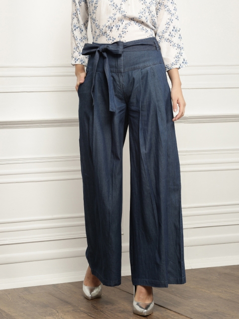 

all about you from Deepika Padukone Women Blue Flared Solid Palazzos