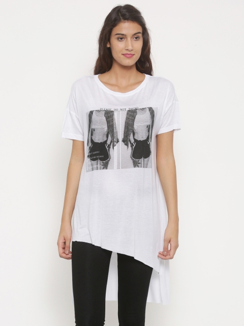 

pink woman Women White Printed Top