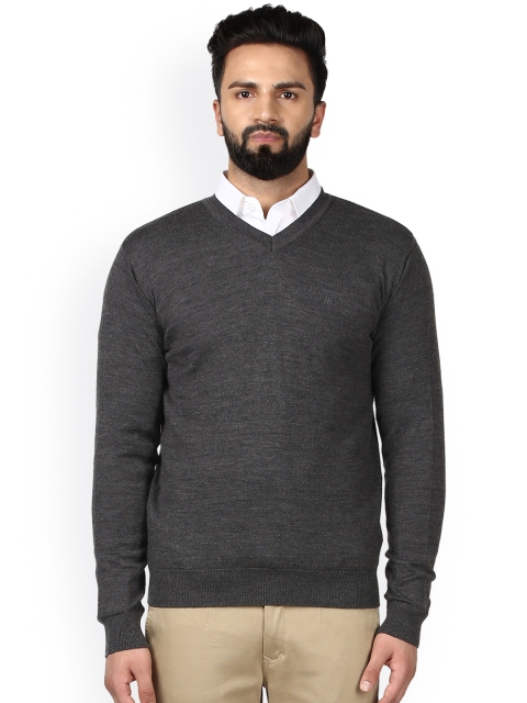 

Raymond Men Grey Solid Pullover Sweater