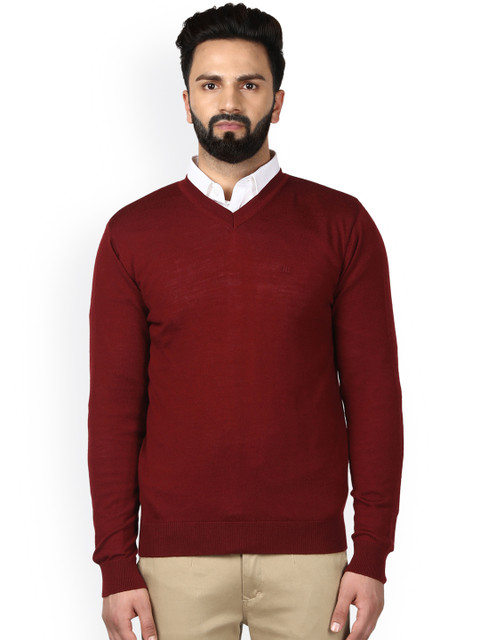 

Raymond Men Maroon Solid Pullover Sweater