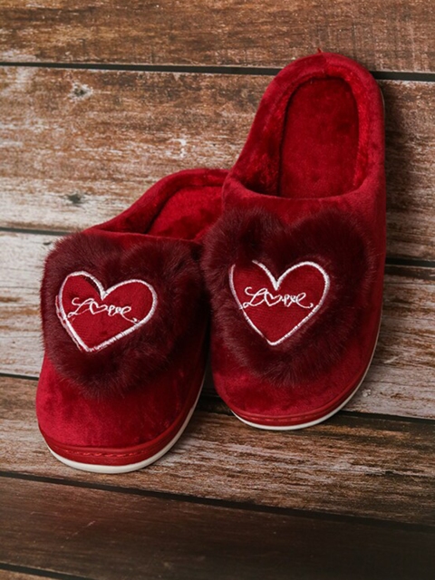 

Brauch Women Red Love Heart Winter Room Slippers