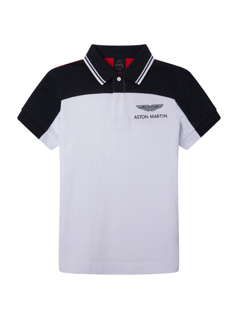 

HACKETT LONDON Boys Colourblocked Polo Collar Cotton T-shirt, White