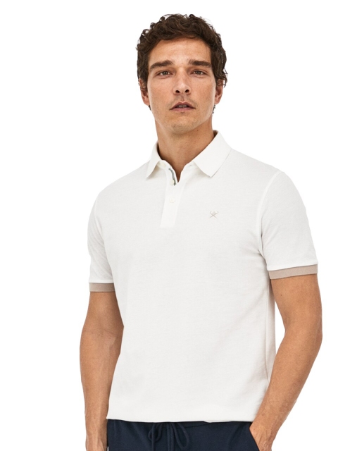 

HACKETT LONDON Men Polo Collar Cotton T-shirt, Cream