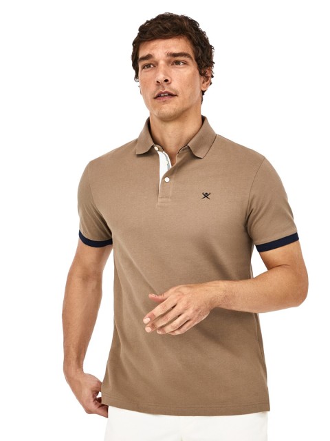 

HACKETT LONDON Men Polo Collar Cotton T-shirt, Beige