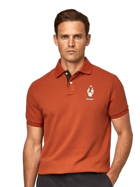 

HACKETT LONDON Men Solid Polo Collar Cotton T-shirt, Orange