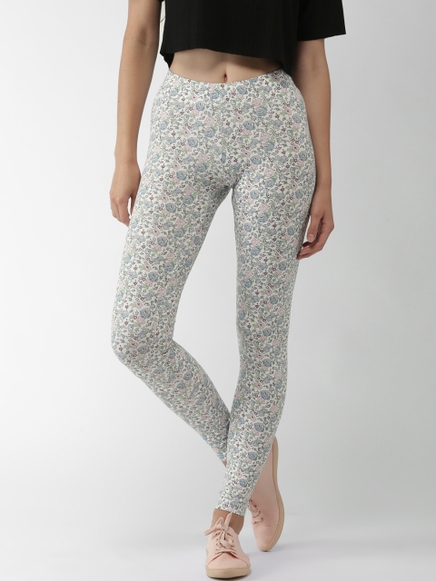 

Aeropostale Women White Floral Print Treggings