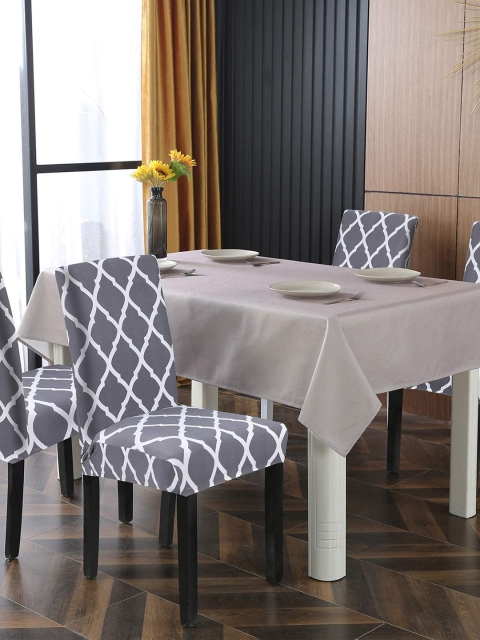 

Styleys Set Of 6 Printed Stretchable Dining Chair Covers, Grey