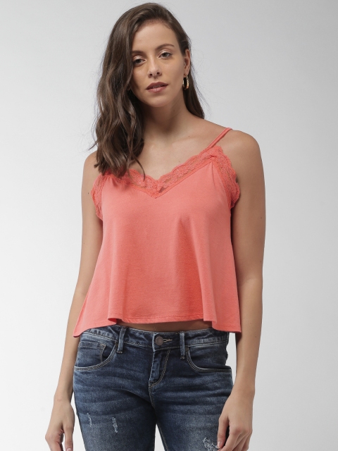 

Aeropostale Women Coral Pink Solid Top