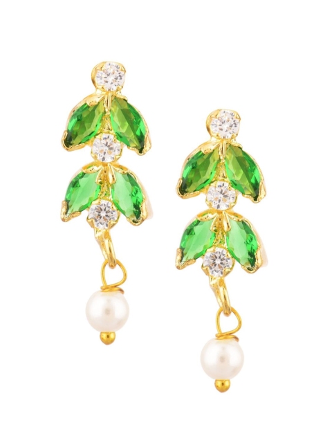 

Efulgenz Women Leaf Shaped Studs Earrings, Green