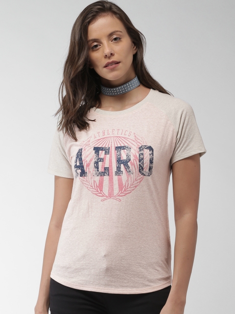 

Aeropostale Women Pink Printed Round Neck T-shirt
