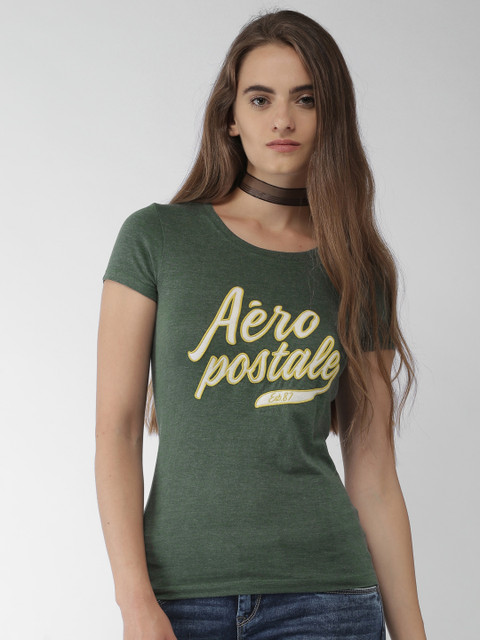 

Aeropostale Women Green Round Neck T-shirt