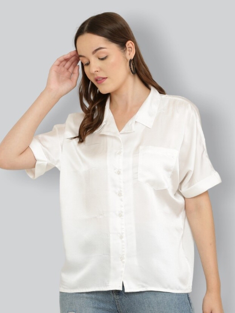 

The Label Bar Women Comfort Boxy Casual Shirt, White