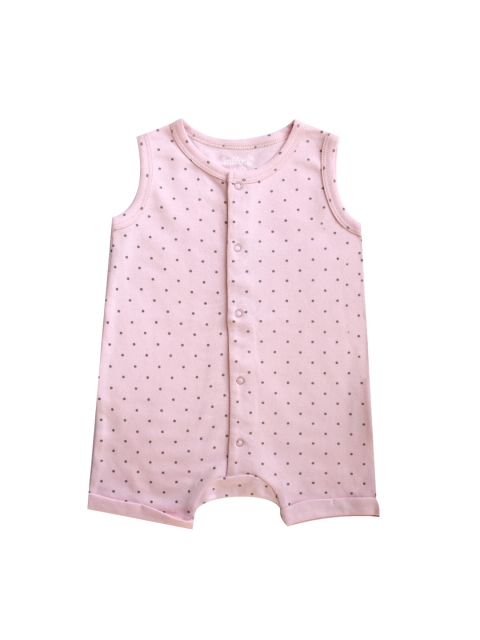 

milou Infant Girls Printed Pure Cotton Rompers, Pink