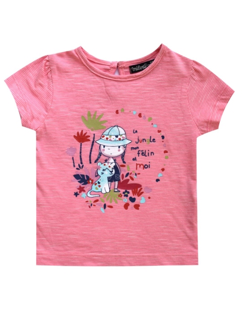 

milou Girls Printed Cotton T-shirt, Pink