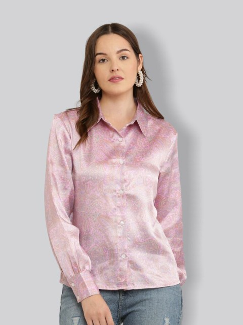 

The Label Bar Women Pink Floral Printed Shirt, Mauve