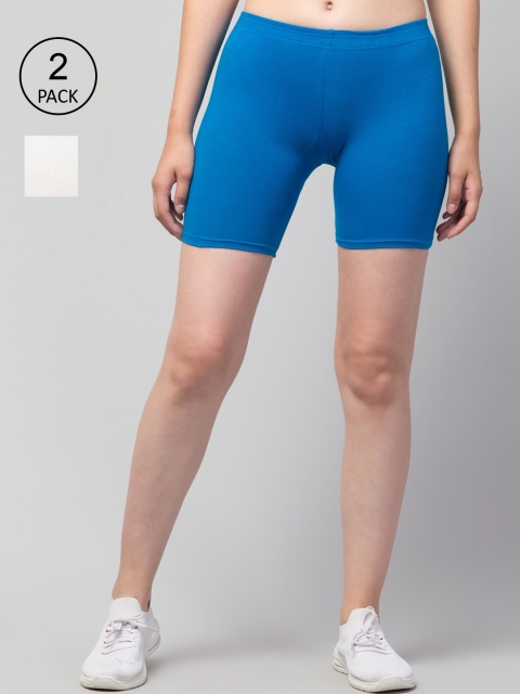 

Apraa & Parma Pack Of 2 Women Slim Fit Cycling Sports Shorts, Blue