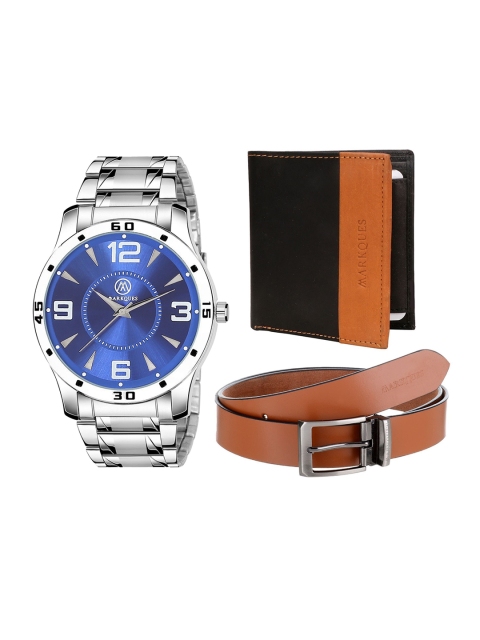 

MARKQUES Men Solid Leather Accessory Gift Set, Black