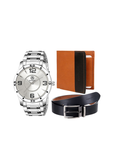 

MARKQUES Men Solid Accessory Gift Set, Silver