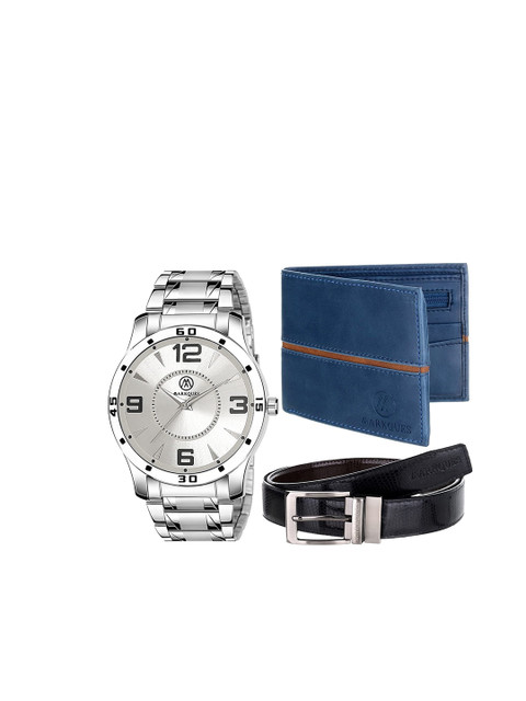 

MarkQues Set of 3 Men's Watch, Wallet and Belt Festival Combo Gift Set, Blue