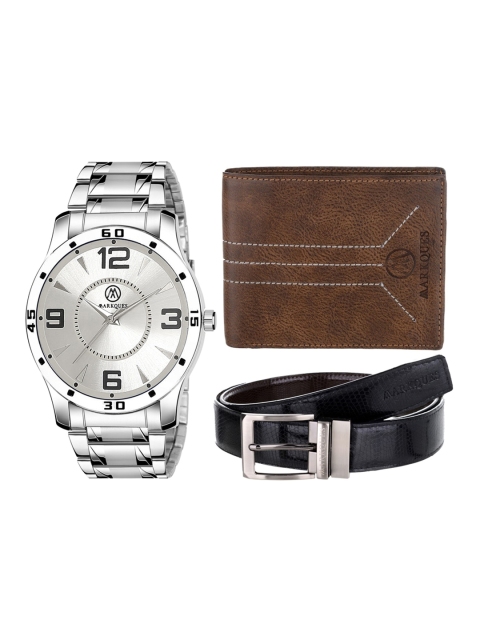

MARKQUES Men Solid Accessory Gift Set, Silver