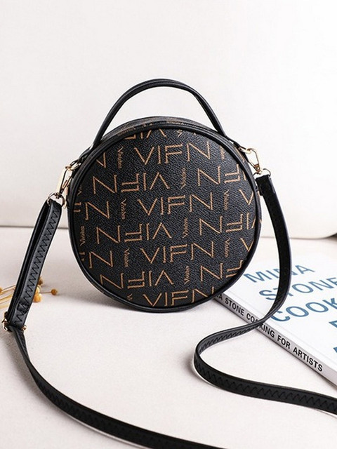 

Diva Dale Black Printed PU Half Moon Satchel