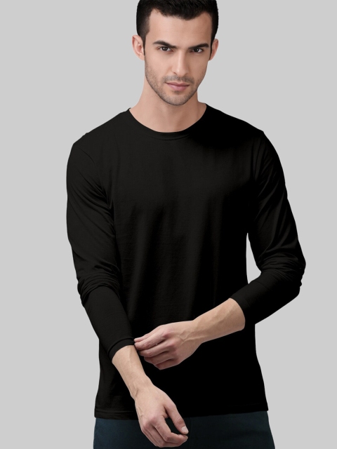 

Pootlu Men Black Raw Edge T-shirt