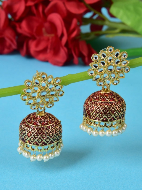 

Ethonica Women Dome Shaped Jhumkas Earrings, Maroon