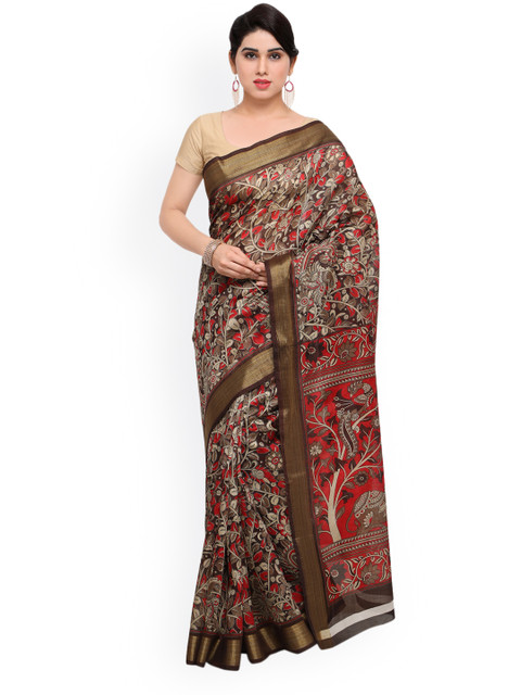 

Saree mall Brown & Red Art Silk Printed Saree
