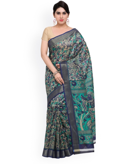 

Saree mall Navy Blue & Green Art Silk Printed Saree