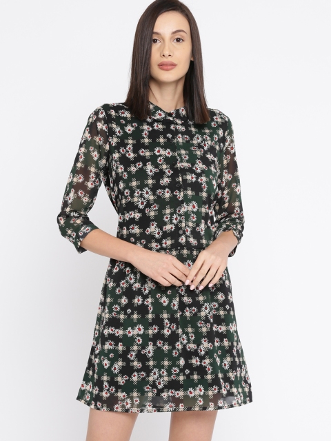 

DressBerry Women Olive Green Printed Shirt Dress