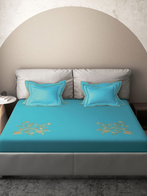 

DDecor Printed Double XL Pure Cotton 180 TC Bedding Set, Blue