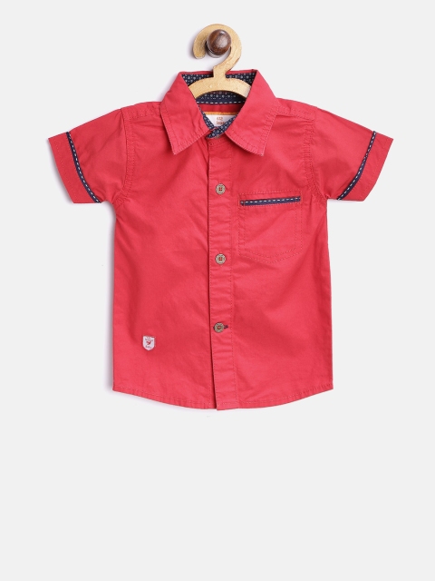 

612 league Boys Red Solid Casual Shirt