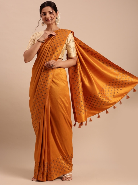 

Ramraj Women Mustard Semi Tussar Saree