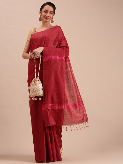 

Ramraj Pink Woven Design Zari Tussar Saree With Blouse Piece