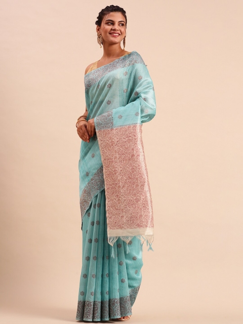 

Ramraj Woven Design Tussar Saree, Blue