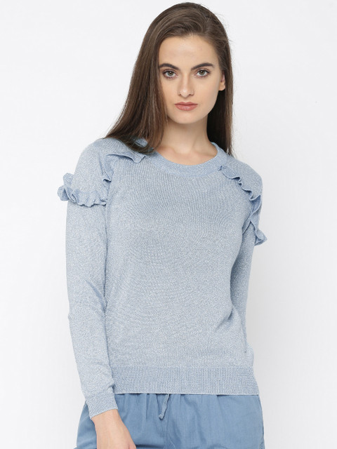 

ONLY Women Blue Shimmery Pullover