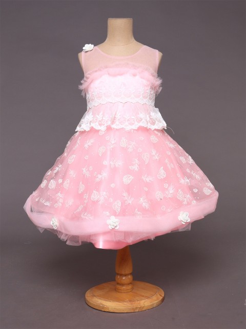 

The Magic Wand Girls Floral Net Dress, Pink