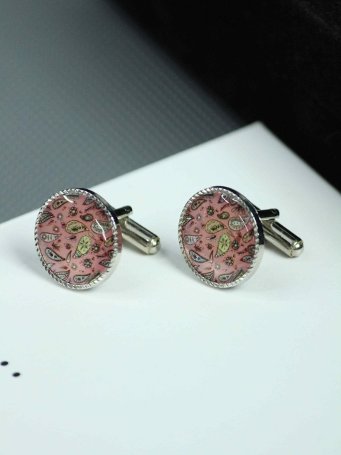 

Tossido Men Pink & Silver-Toned Quirky Cufflink