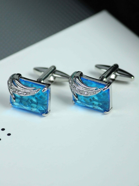 

Tossido Men Blue & Silver-Toned Quirky Cufflink