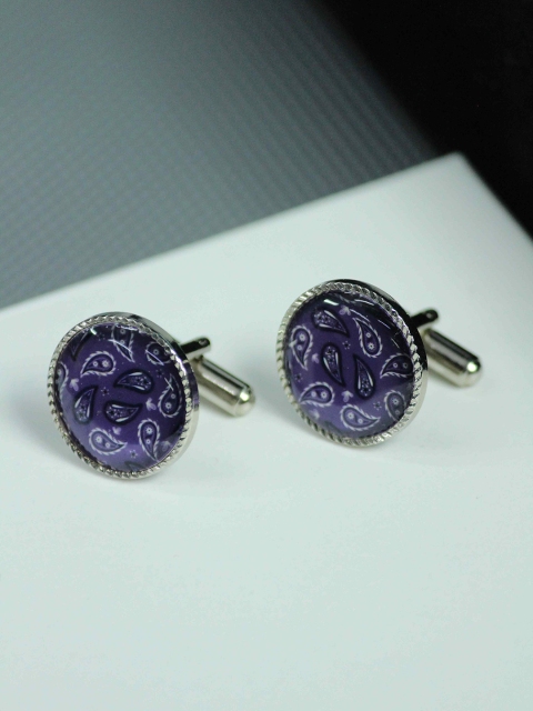 

Tossido Men Purple & White Floral Cufflink