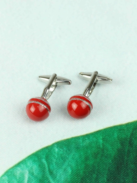 

Tossido Men Red & Silver-Toned Cufflink