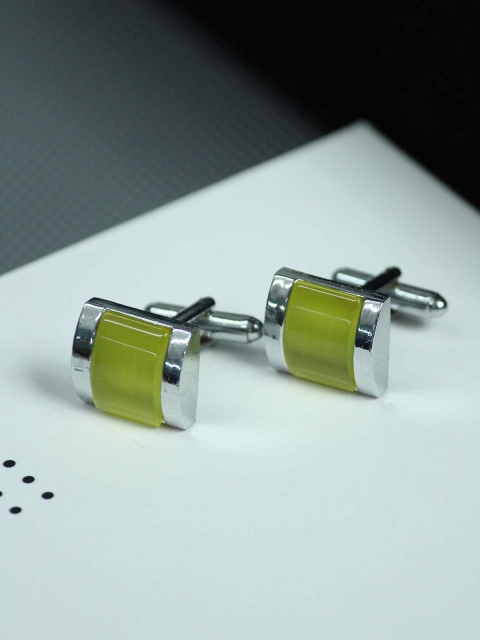 

Tossido Men Yellow & Silver-Toned Cufflink