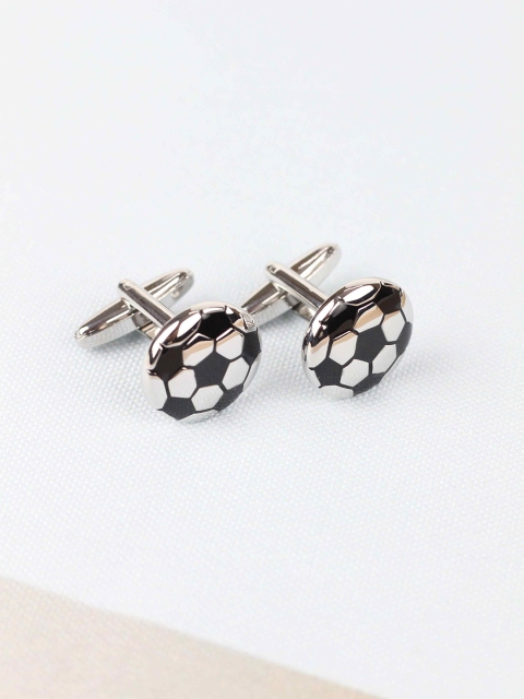 

Tossido Men Black & Silver-Toned Cufflink