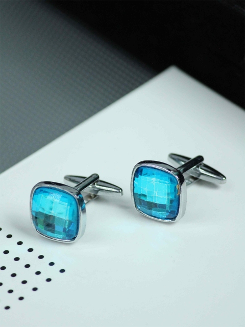 

Tossido Men Blue & Silver-Toned Cufflink