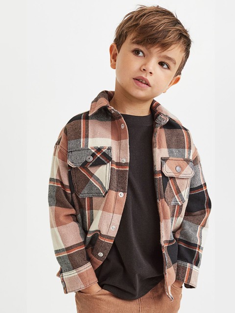 

H&M Boy Beige & Black Checked 3-Piece Cotton Clothing Set