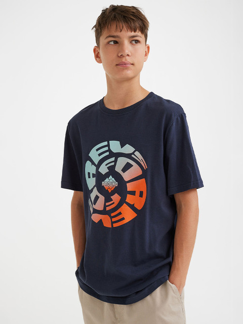 

H&M Boys 5-Pack Cotton Printed T-shirts, Navy blue