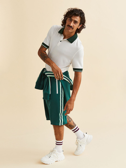 

H&M Solid Regular Fit Piqu Sports Top, White