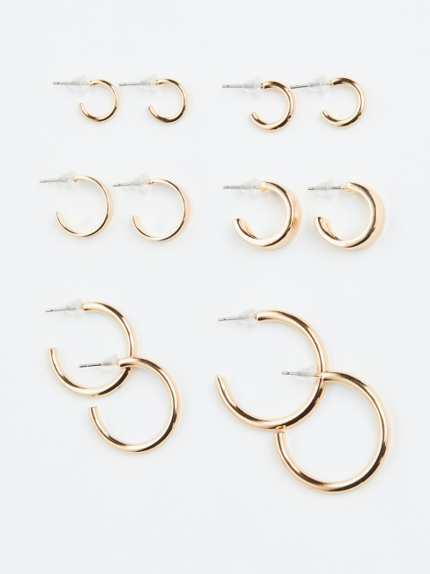 

H&M 6 Pairs Hoop Earrings, Gold